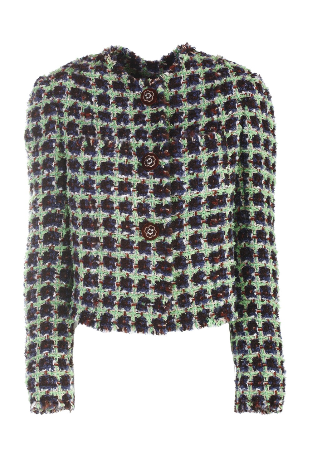 shop ETRO  Giacca: Etro giacca cropped in tessuto bouclé misto lana e decorata con bottoni in tessuto dai ricami floreali.
Composizione: 37% lana, 24% mohair, 15% poliestere, 10% poliammide, 8% viscosa, 4% cotone, 2% alpaca.
Fodera: 52% viscosa, 48% acetato.
Vestibilità corta.
Girocollo.
Maniche lunghe.
Tasche applicate.
Made in Italy. 19137 0509-0500 number 8216194